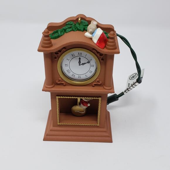 1994 Hallmark Clock w/ Pendulum Holiday Christmas Ornament Display - Picture 3 of 8